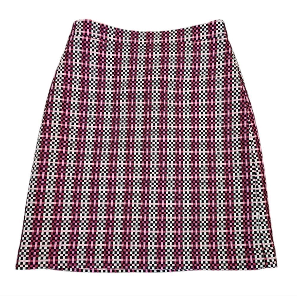 Ann Taylor Plaid Mini Skirt Pink‎ Black White Size 4P